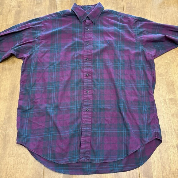 Ralph Lauren shirt men's large Blake plaid blue pony cotton button down preppy - Picture 3 of 10